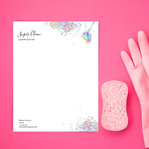Maid Cleaning House Sparkling Holograph Custom Letterhead