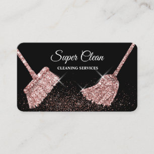 Maid Cleaning House Sparkling rose gold Business C Business Card
