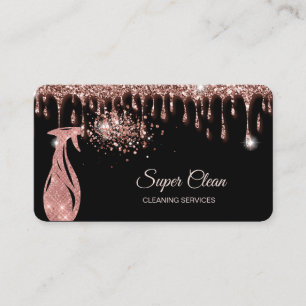 Maid Cleaning House Sparkling rose gold Business C Card