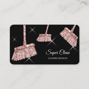 Maid Cleaning House Sparkling rose gold Business C Card