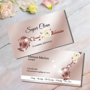 Maid Cleaning House Sparkling rose gold Business C Card