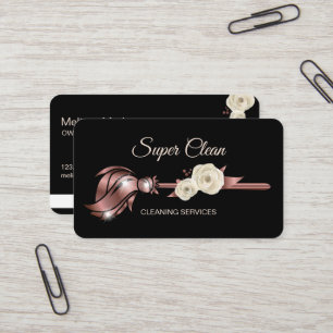 Maid Cleaning House Sparkling rose gold Business C Card