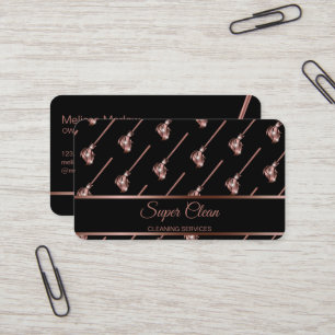 Maid Cleaning House Sparkling rose gold Business C Card