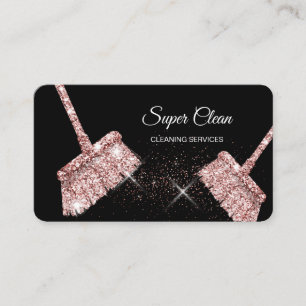Maid Cleaning House Sparkling rose gold Business C Card