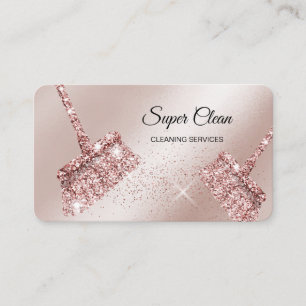 Maid Cleaning House Sparkling rose gold Business C Card
