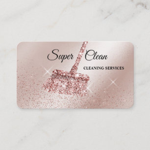 Maid Cleaning House Sparkling rose gold Business C Card