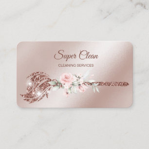 Maid Cleaning House Sparkling rose gold Business Card
