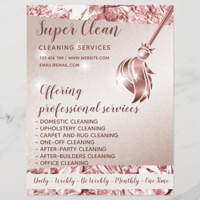 Maid Cleaning House Sparkling Rose Gold Flyer (Front)
