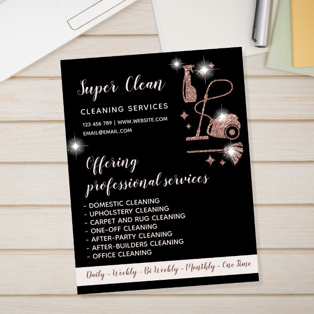 Maid Cleaning House Sparkling Rose Gold Flyer (Creator Uploaded)