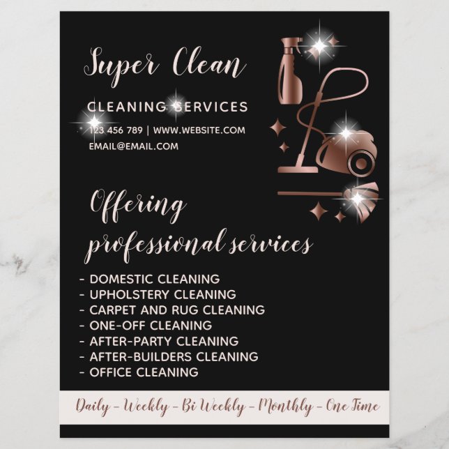 Maid Cleaning House Sparkling Rose Gold Flyer (Front)