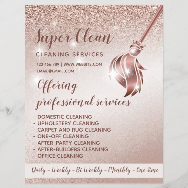 Maid Cleaning House Sparkling Rose Gold Flyer (Front)