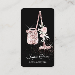 Maid Cleaning House Sparkling rose gold vacuum Bu Business Card