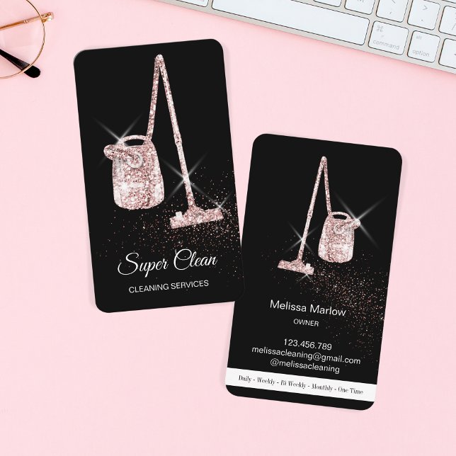Maid Cleaning House Sparkling rose gold vacuum  Bu Business Card (Creator Uploaded)