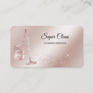 Maid Cleaning House Sparkling rose gold vacuum Business Card
