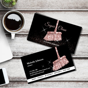 Maid Cleaning Housekeeping Services Rose Gold Business Card