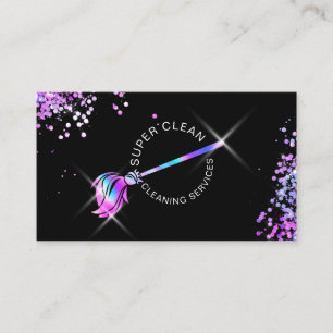 Maid Cleaning Housekeeping Sparkling Holograph Bus Business Card