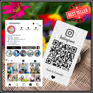 Maid Cleaning Instagram   White QR Code Housekeep Business Card