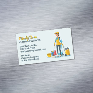 Maid Cleaning Service Magnetic Business Card