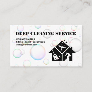Maid Cleaning Service Soap Bubbles Business Card