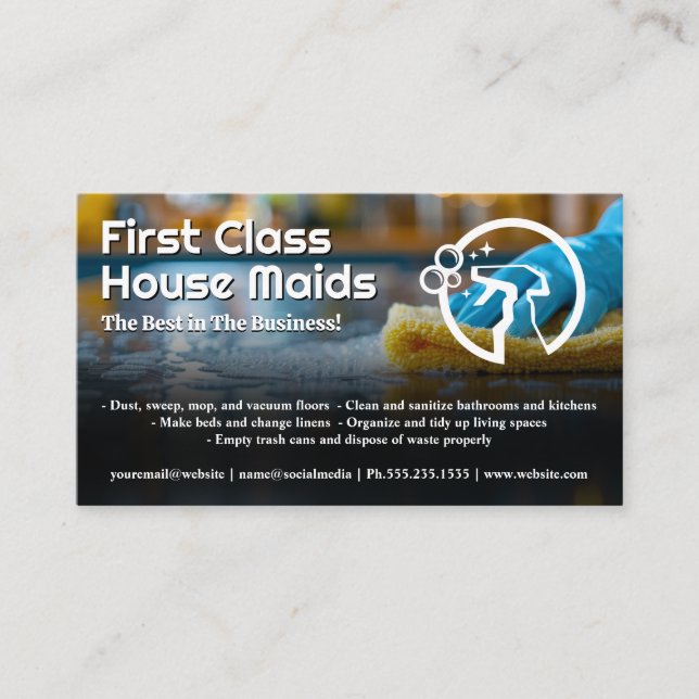 Maid Cleaning The Kitchen Business Card (Front)