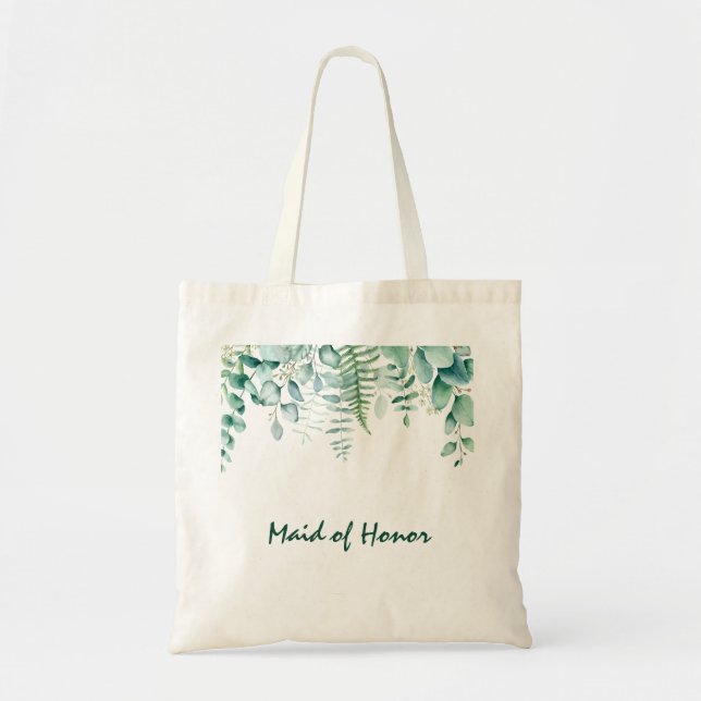 Maid honour wedding eucalyptus greenery green  tote bag (Front)