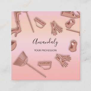 Maid House Cleaning Office Services Logo Rose Square Business Card