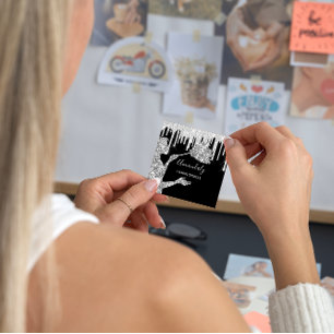 Maid House Cleaning Services Logo Silver Drips Square Business Card