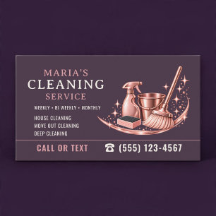 Maid House Purple Pink Cleaning Service Business Card