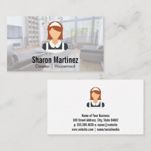 Maid House Services Cleaner Logo Business Card