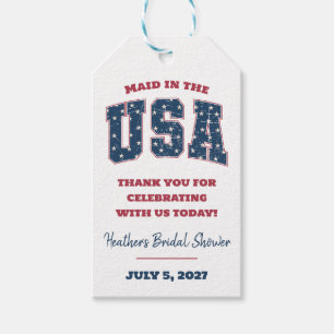 Maid in the USA, Stars, Stripes Bridal Shower Gift Tags