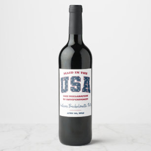 Maid in the USA, Stars, Stripes Bridal Shower Wine Label