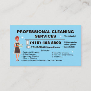 Maid Janitorial Lady Business Card House Cleaning