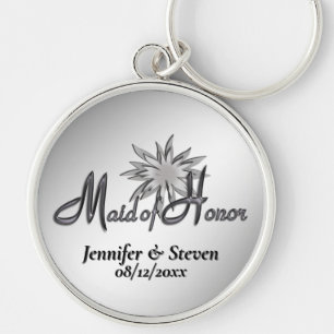 Maid of Honor Black and White Custom Keychains