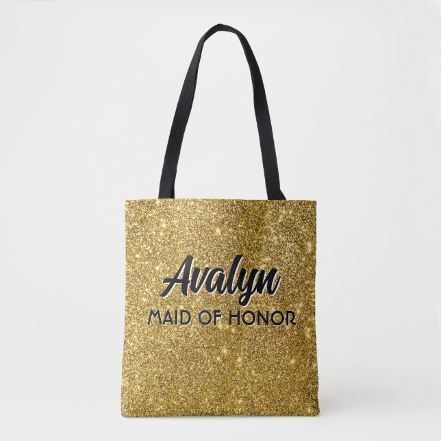 Maid of honor Bling! Custom cute Wedding attendant Tote Bag (Front)