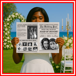 Maid of Honor Bridesmaid Proposal Newspaper Unique Card