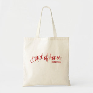Maid of Honor Calligraphy Red Bach  Tote Bag