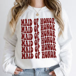 Maid of Honor Dark Red Matching Bridal Party Sweatshirt<br><div class="desc">Are you looking for the perfect bachelorette party outfit? Look no further than our personalized dark red Maid of Honor crewneck sweatshirts! They're perfect for a group of friends getting ready for their big day. Plus, they come in a matching set so your bridal party will look amazing together. So...</div>