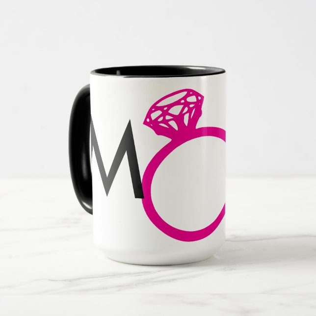 MAID OF HONOR DIAMOND RING HOT PINK MUG (Front Left)