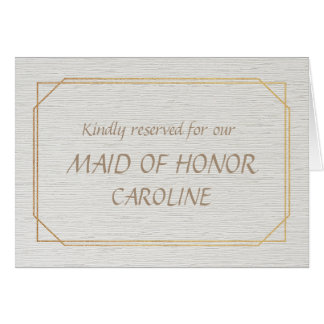 MAID OF HONOR Gold and White Place Name Card