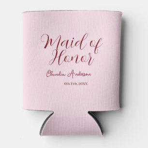 Maid of honor mauve name date pink pastel brides can cooler