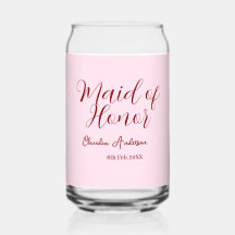 Maid of honor mauve name date pink pastel brides