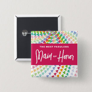MAID OF HONOR Rainbow Sprinkles Wedding Button