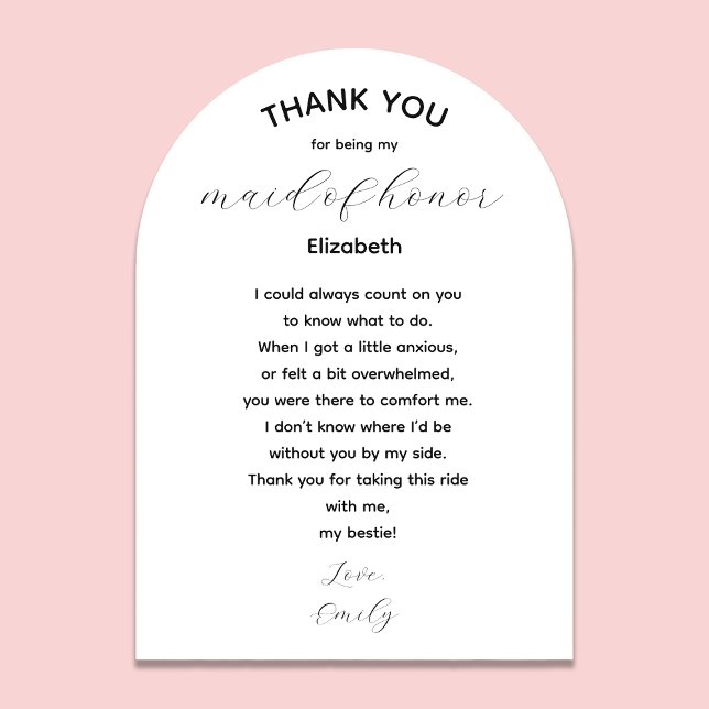 Maid of Honor Thank You Poem from Bride Acrylic Invitations (Creator Uploaded)