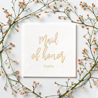 Maid of Honor Wedding Elegant Foil Stamped Napkins
