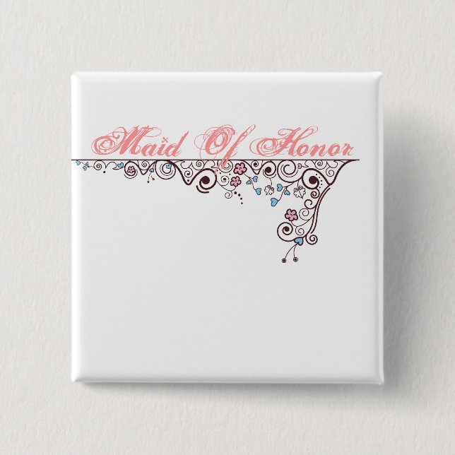 Maid Of Honour 15 Cm Square Badge (Front)