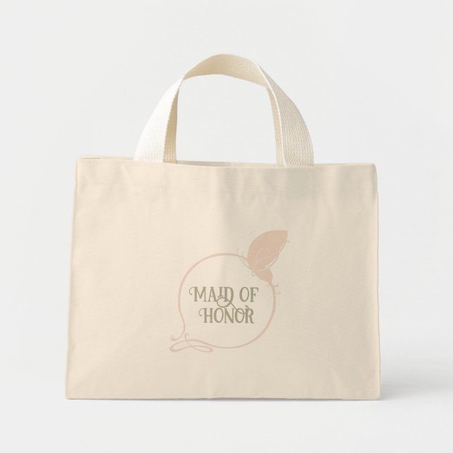 Maid Of Honour Art Nouveau Blush Pink Butterfly Mini Tote Bag (Front)