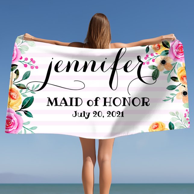 Maid of Honour Bachelorette Personalised  Beach To Beach Towel (Maid of Honor Bachelorette Personalized Beach Tow Beach Towel)
