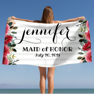 Maid of Honour Bachelorette Personalised  Beach Towel