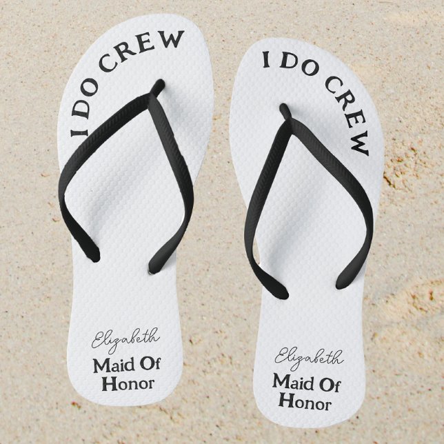 Maid Of Honour Black And White Name Jandals (Sand)
