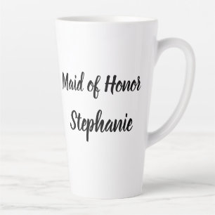 Maid of Honour Black Elegant Script Weddings Latte Mug